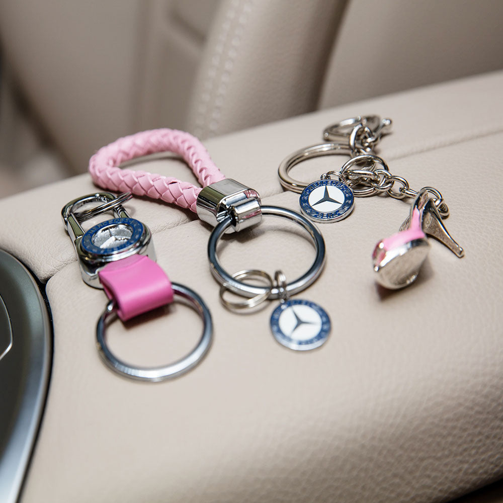 2 pieces car logo keychain accessories keyring black Mercedes Benz