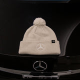 Mercedes-Benz White/Cream Pom-Pom Beanie