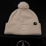 Mercedes-Benz White/Cream Pom-Pom Beanie