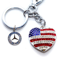 Mercedes-Benz Patriotic Heart Keychain